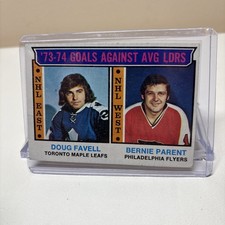 Doug Favell / Bernie Parent 1974-75 Topps #4 Goals Against Average Leaders  HOF