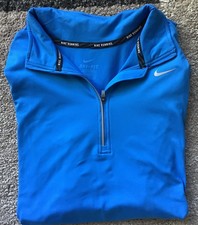 Nike Running Womens Shirt Top XL Dri-Fit 1/4 Quarter Zip Long Sleeve Blue EUC