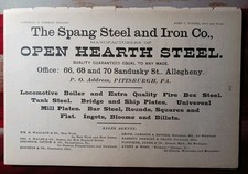 1892 Rare Print Ad SPANG STEEL & IRON Pittsburgh PA Locomotive Bridge Ship Iron