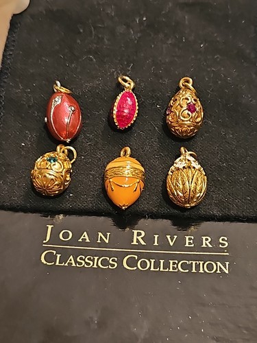 LOT OF 6 JOAN RIVERS ENAMEL FABERGE EGG STYLE CHARMS #3633 - Picture 1 of 11