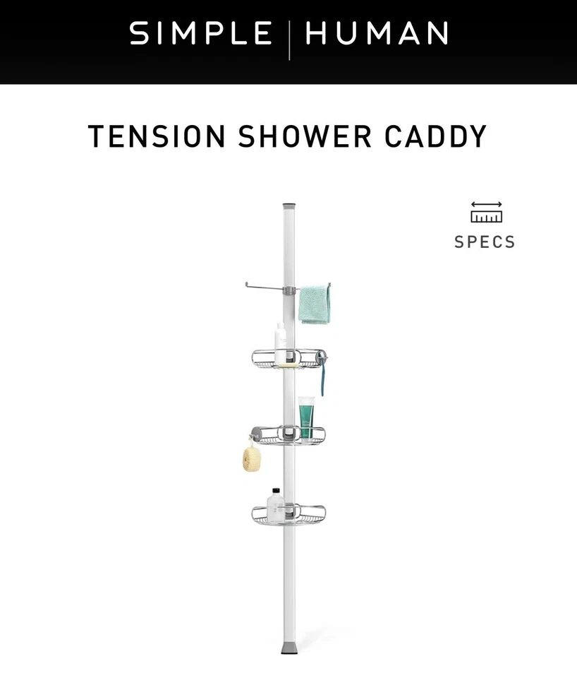 Simplehuman 5-8 pés caddy de tensão alumínio reforçado varejo: US$ 120 novo na caixa - Imagem 2 de 4