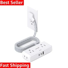 6ft Ultra-Thin Flat Extension Cord with 7-in-1 Power Strip & USB Ports