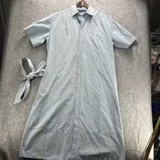 Vintage Polo Ralph Lauren Shirt Dress Womens 14 Blue Chambray Belted Button Core