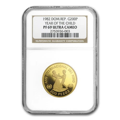 1982 Dominican Republic Gold 200 Pesos Children PF-69 NGC