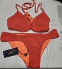 NWT Polo Ralph Lauren S Lava Rip Tide Reversible Bikini Top & Bottom Swim 132699