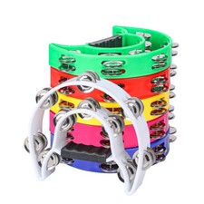 6 Pack 9" Half Moon Handheld Tambourine, Tambourine Musical Instrument, Doubl...