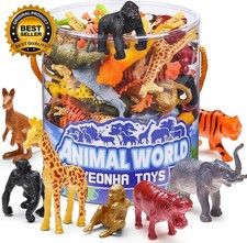60-Piece Mini Zoo Animal Toy Set with Gift Box Realistic Small Plastic Figurines