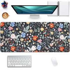 Strawberry Flowers Mouse Pad Desk Pad,Extended Gaming Mouse Mat with Stitched...