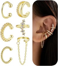 Ear Cuffs Non Piercing Chunky/Thin 14K Gold Plated Ear Cuff Earrings for Women D