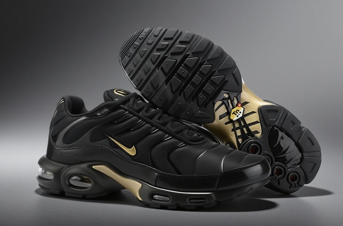 Size 12 Nike Air Max Plus TN Black Metallic Gold for sale online
