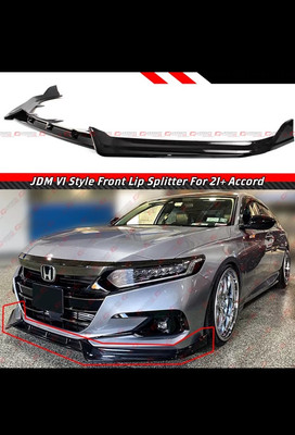 FOR 2021-2022 HONDA ACCORD V1 JDM 3PC GLOSS BLACK FRONT BUMPER LIP SPLITTER KIT