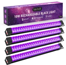 Rechargeable Black Light Bar 4 Packs, Battery Powered Black Lights for Glow P...