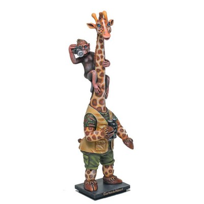Carlos & Albert Giraffe on Safari Sculpture Hand-Painted Signed Original