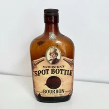 Old Mr Boston Spot Bottle Straight Bourbon Whiskey Empty Glass WW2 Brown 1 Pint