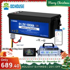 DC HOUSE 48V 100AH Golf Cart Lithium LiFePO4 Battery with 18A  Charger Club Car