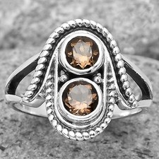 Natural Smoky Quartz - Brazil 925 Sterling Silver Ring s.8.5 Jewelry R-1027