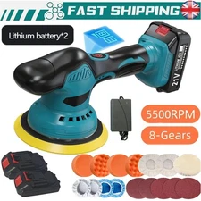 21V Cordless Car Polisher Buffer Sander Machine Polishing Pads Kit +2x Batteries