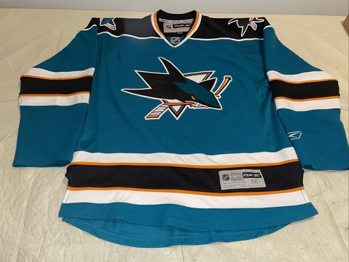 San Jose Sharks Jersey Mens Medium Reebok Clean Vintage Teal NHL