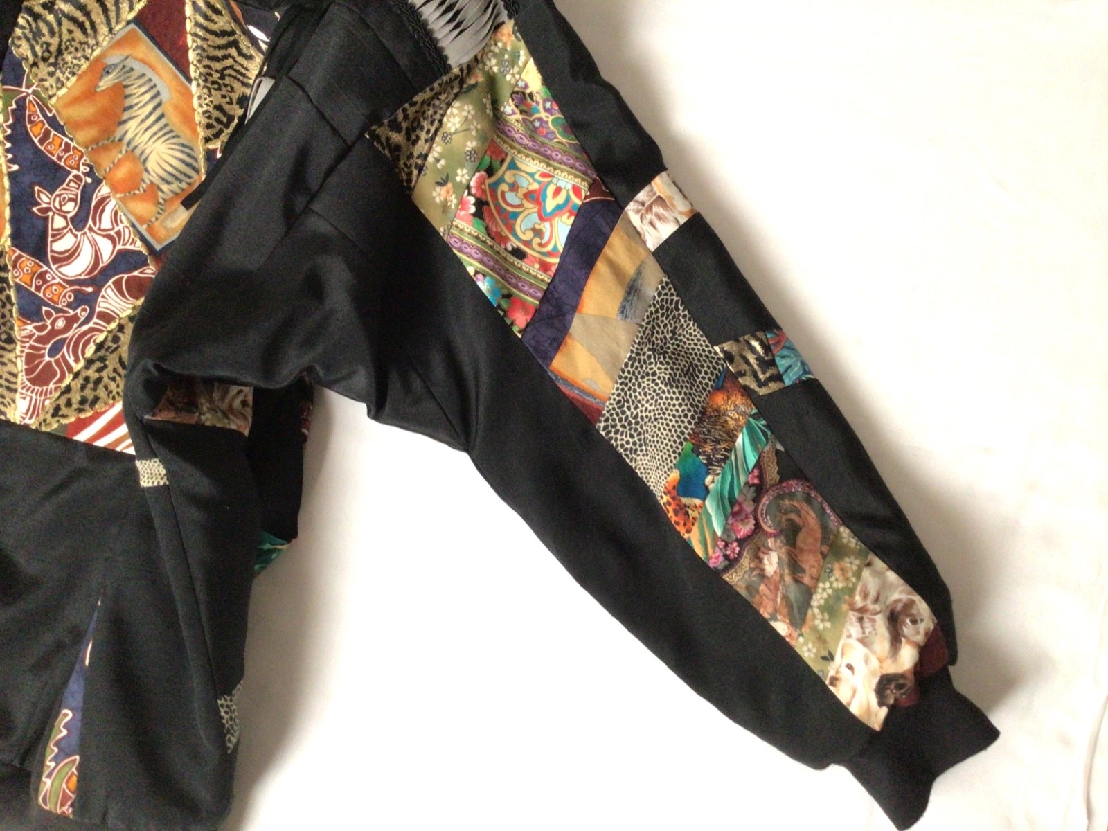 Unique Artsy Jacket Animal Print Patchwork Fringe… - image 9