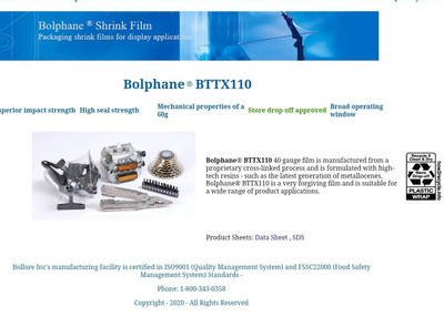 Bolphane Shrink Film BTTX110 Food grade 6560' Long/roll  40 gram 150211