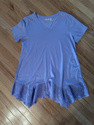 Logo Lori Goldstein Lilac  Eyelet Tunic S NWT Top Only
