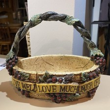 Ceramic Table Top Basket with Handle Decorative Wine Design Home Decor