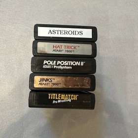 Atari 7800 Lot &ndash; Asteroids, Hat Trick, Pole Position II, Jinks,Titlematch *READ*