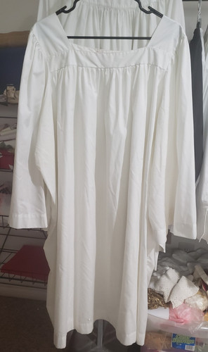 WHITE SURPLICE R J TOOMEY ADULT SZ M SQUARE YOKE PRIEST PASTOR COTTA VESTMENT