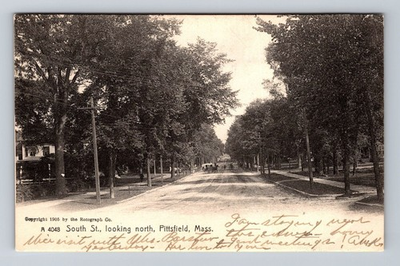 #ad Pittsfield MA Massachusetts Residential South Street Vintage c1907 Postcard $0.99