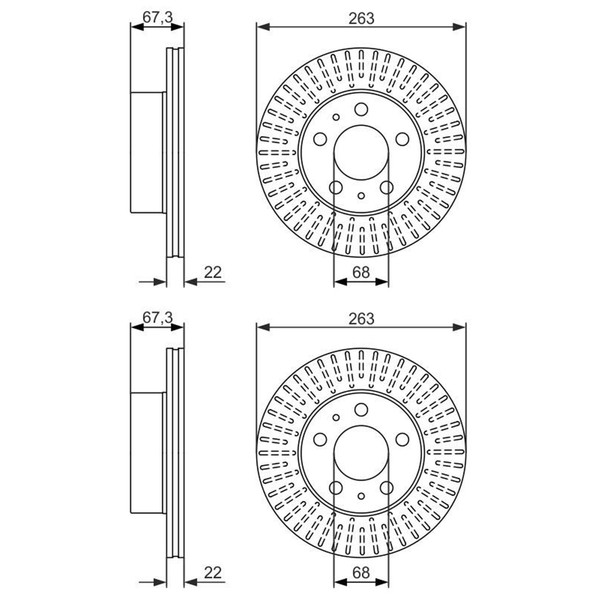2X Bosch Bremsscheiben Ø263Mm Vorne Passend FÜR Volvo 240 260-image