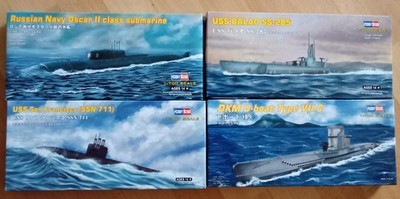Hobby Boos 4 x Bausätze 1:700 U-Boote USS Balao DKM VII C USSR Oscar II usw
