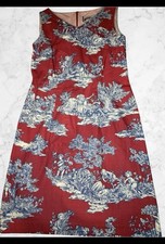 Pine Cove Women's Scenic Print Sleeveless Cotton Shift Dress Red Blue Size 6