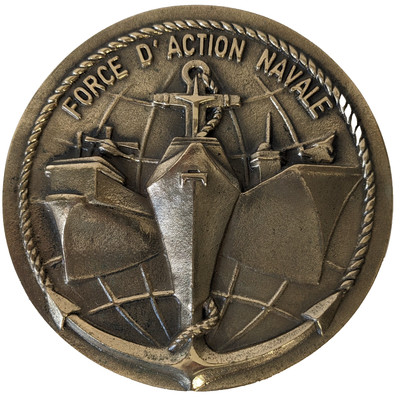 Vintage Marine Schiff Kanone Tampion massive Bronze Plakette Force D Action Navale