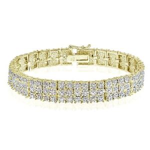 18K Yellow Gold Finish Natural Fancy Tennis Bracelet Lab Diamond in Brass