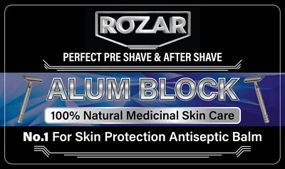 ROZAR BRAND ROZAR Alum Block Wet Shave Mens After Shave Blood Stopper Antiseptic Astringent