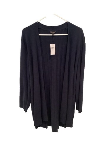 $79 Dex Women's Black Multip Zip Open Front Drape Cardigan Size XL