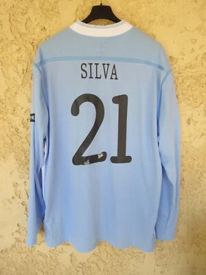 Maillot MANCHESTER CITY porté SILVA Champions League match worn shirt UMBRO L/S - Photo 1/4