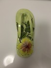 Ceramic Tropical Flip Flop Lime Green Hibiscus Wall Hanging Decor. Hand Made