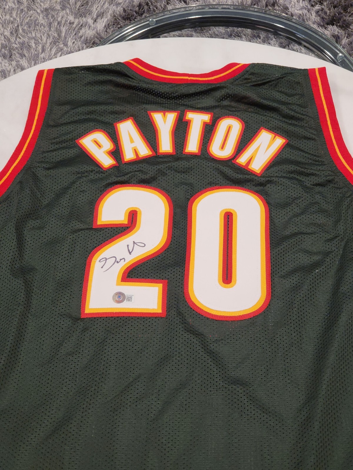 Gary Payton Autographed Signed Seattle Supersonics / Jersey Beckett Sticker 