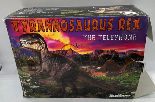 90s Dinosaur Telephone T-Rex Roaring Telemania Phone w/ Box Working Vintage NICE - Picture 8 of 9