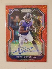 DEVIN DUVERNAY 2020 PANINI PRIZM RED SHIMMER ROOKIE AUTO /35 Parallel RC Ravens