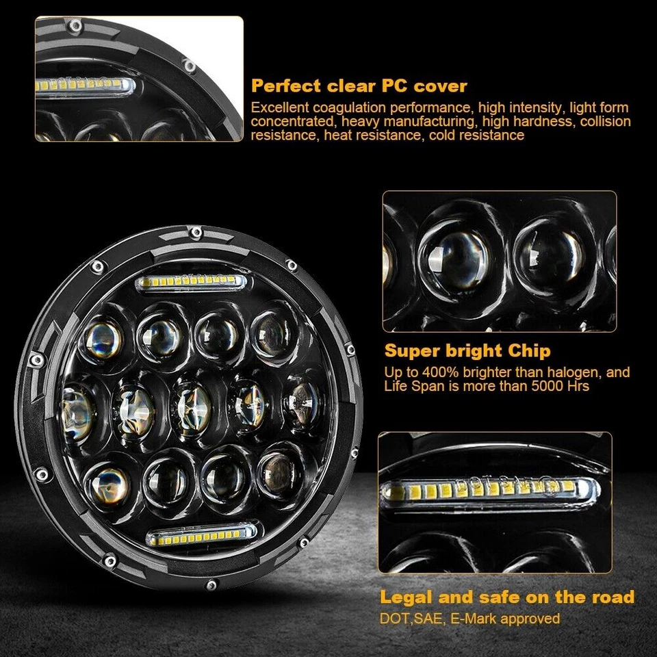 Faro LED alto/bajo de 7 pulgadas para Kawasaki Vulcan VN 500 750 800 900 1500 1600 1700 Foto 4 de 4