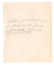 Harold I. June Signed Page 1930 + Envelope / Autographed Byrd Arctic Expedition