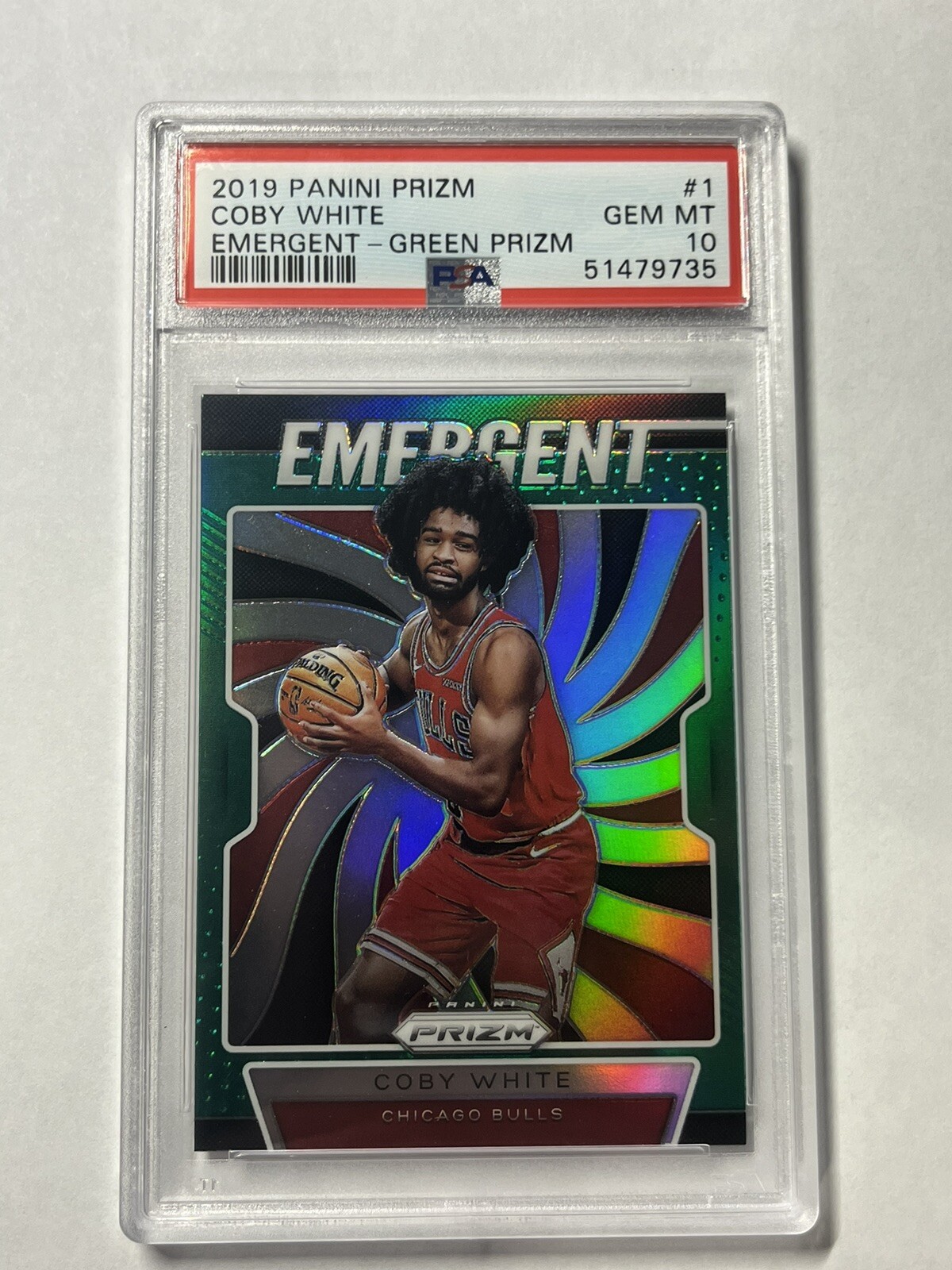 COBY WHITE 2019 Panini Prizm #1 EMERGENT - Green Prizm RC Rookie PSA 10 🔥
