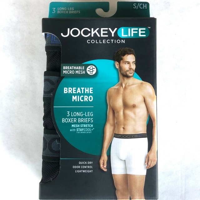 Jockey Life Men's 3 Pk LongLeg Boxer Briefs Breathable Micro Mesh eBay