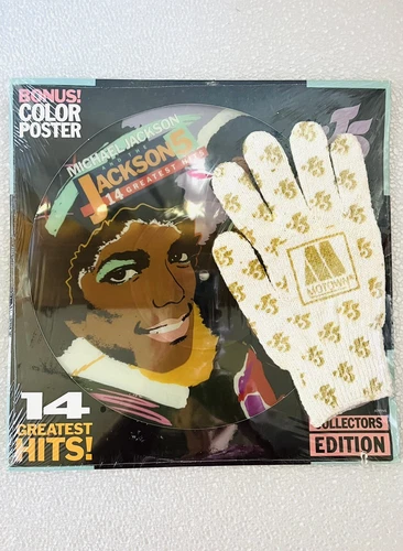 MICHAEL JACKSON &THE JACKSON 5 LP PICTURE DISC w/14 GREATEST HITS+GLOVE & POSTER