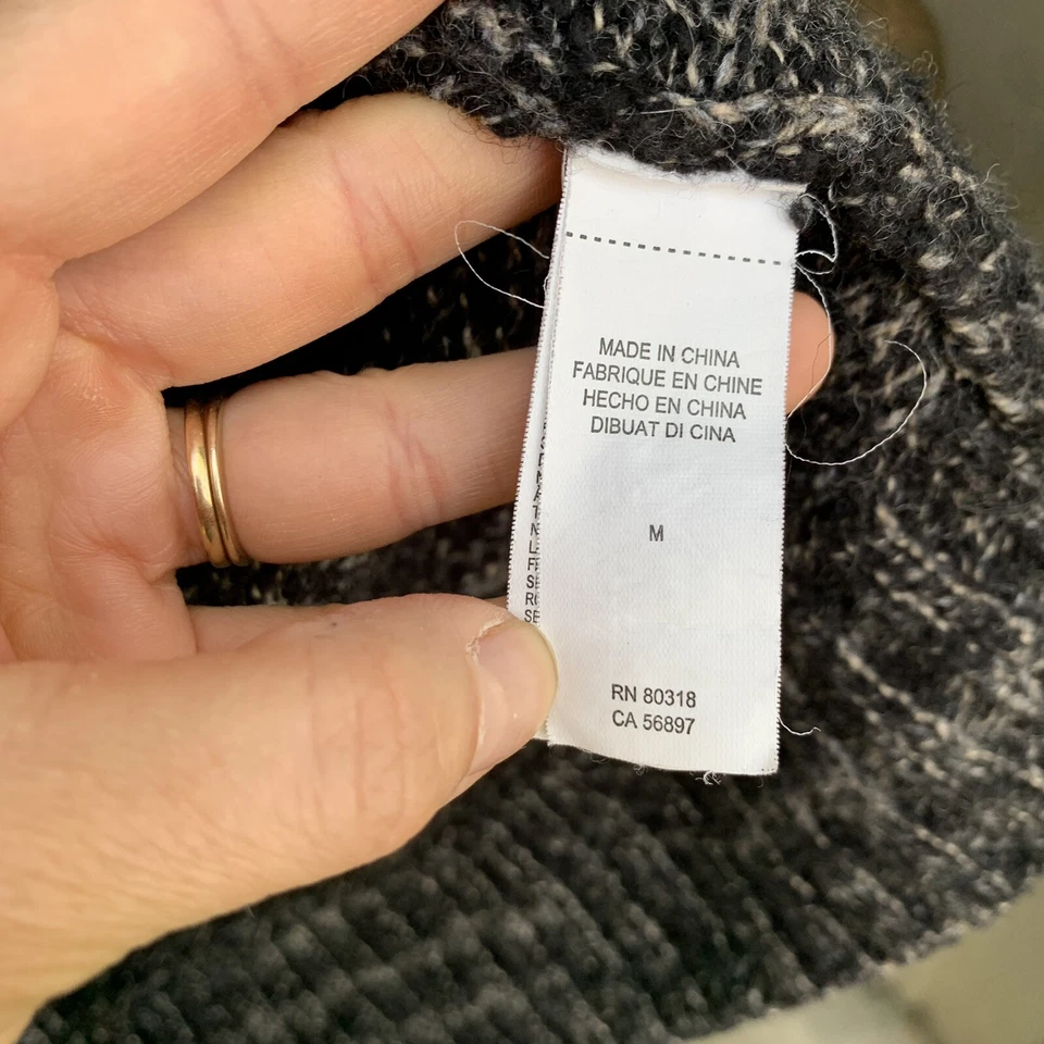 Cárdigan Lucky Brand para mujer talla M suéter de lana gris negro frente abierto occidental Foto 4 de 4