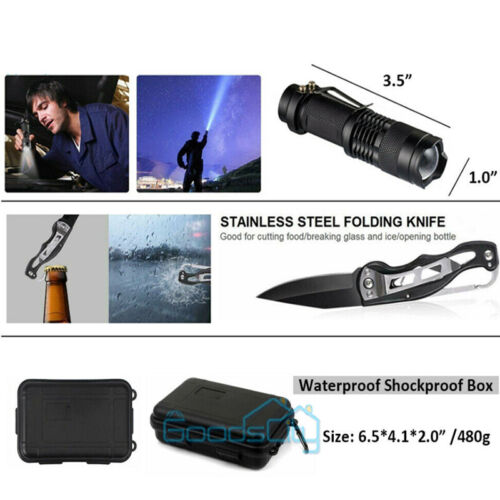 10 IN 1 Survival Kit Outdoor Emergency SOS Camping Hiking Tactical Gear Backpack - Picture 5 of 12