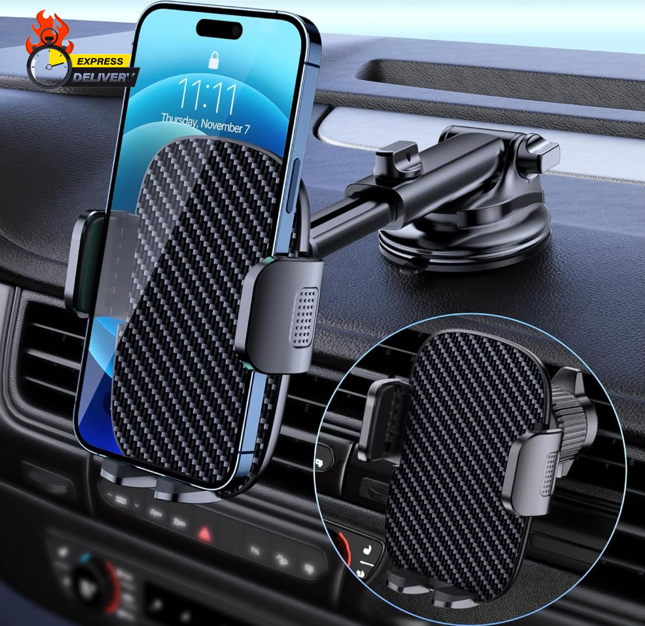 Car Phone Holder Mount Phone Mount for Car Windshield Dashboard Air Vent Univers-image