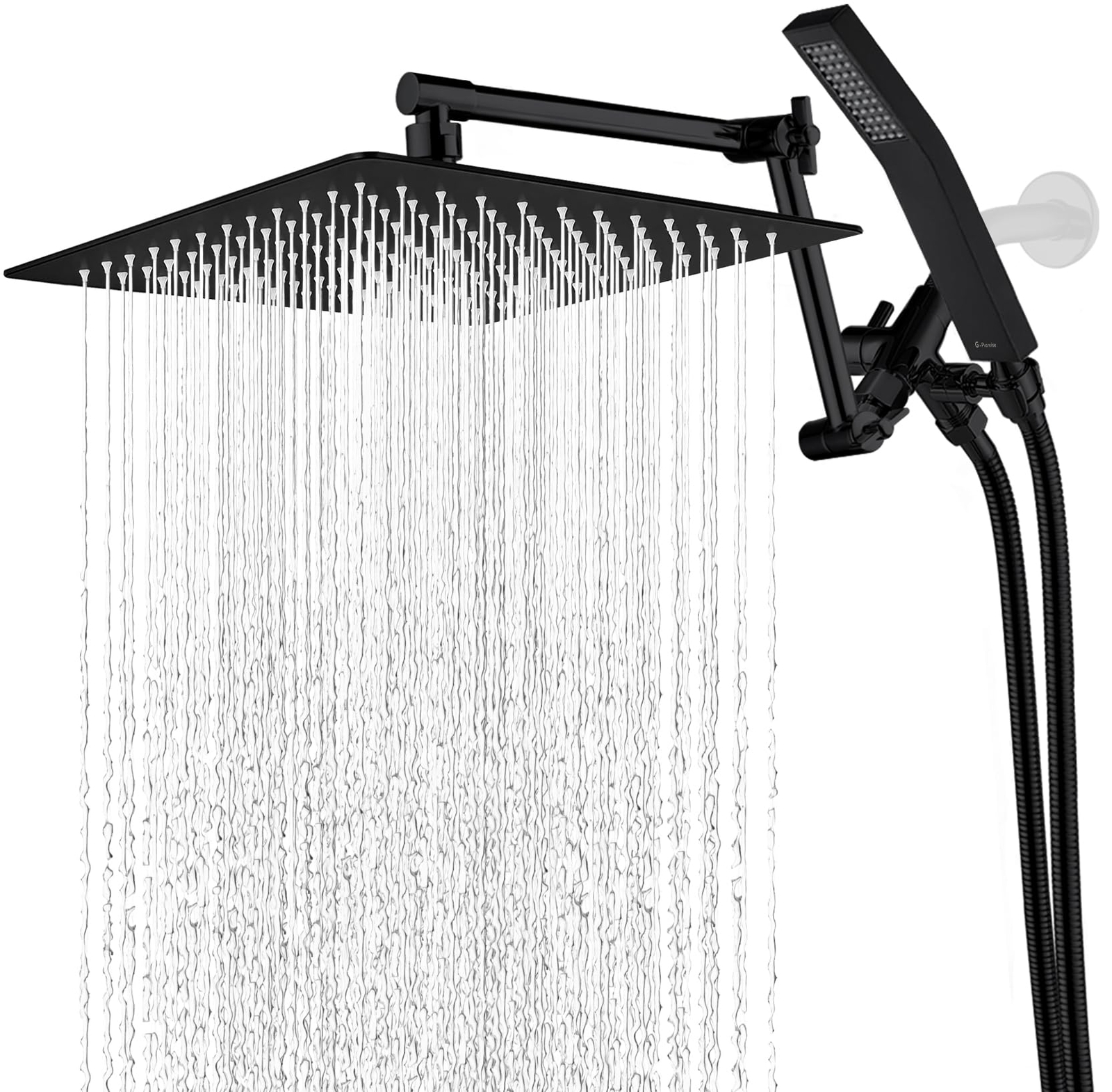 All Metal 12 Inch Rainfall Shower Head with 3-Setting Handheld Spray Combo